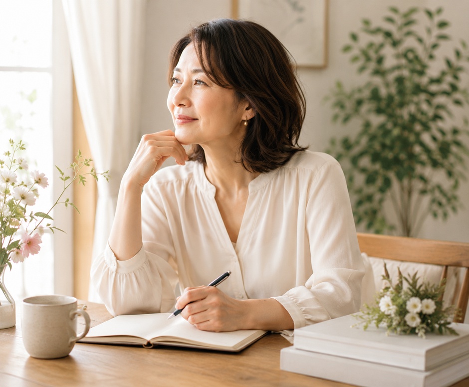 ノートを開いて働き方の選択肢を整理する様子
